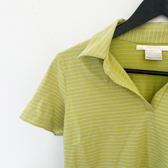 Nike Golf Lime Green White Stripe Dri-Fit Short Sleeve Polo Shirt Women's S - Picture 6 of 8
